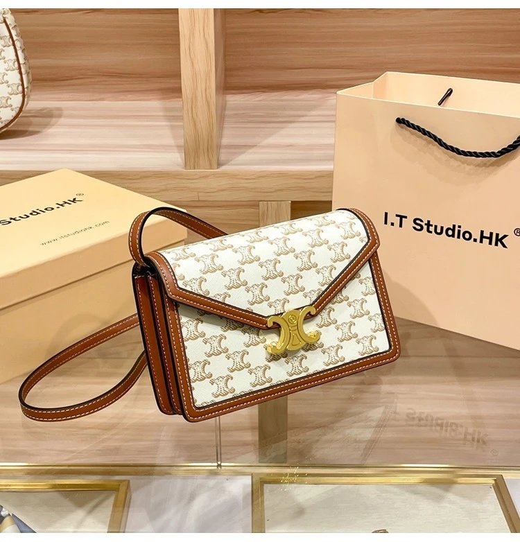 Design I.T Studio.HK C-Logo Crossbody Bag Olive Green with Tan Leather Trim Crossbody Bags - 19