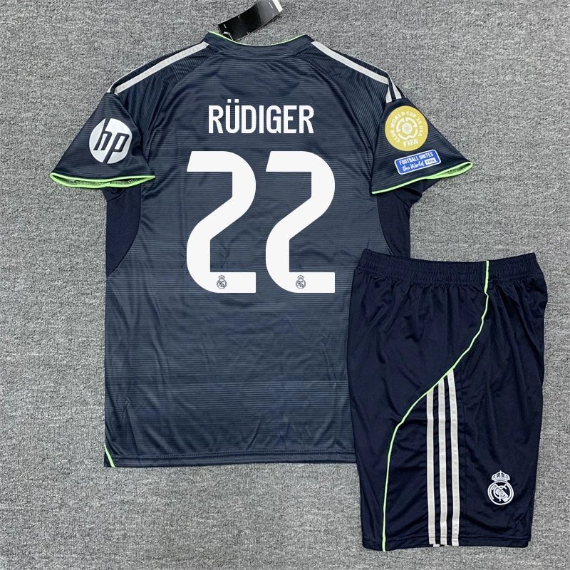 Real Madrid Carvajal #2 Away Kit Navy Green Jersey and Shorts Set - 15
