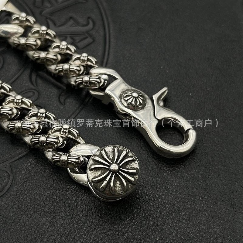Chrome Hearts Floral Link Bracelet Silver Jewelry - 5