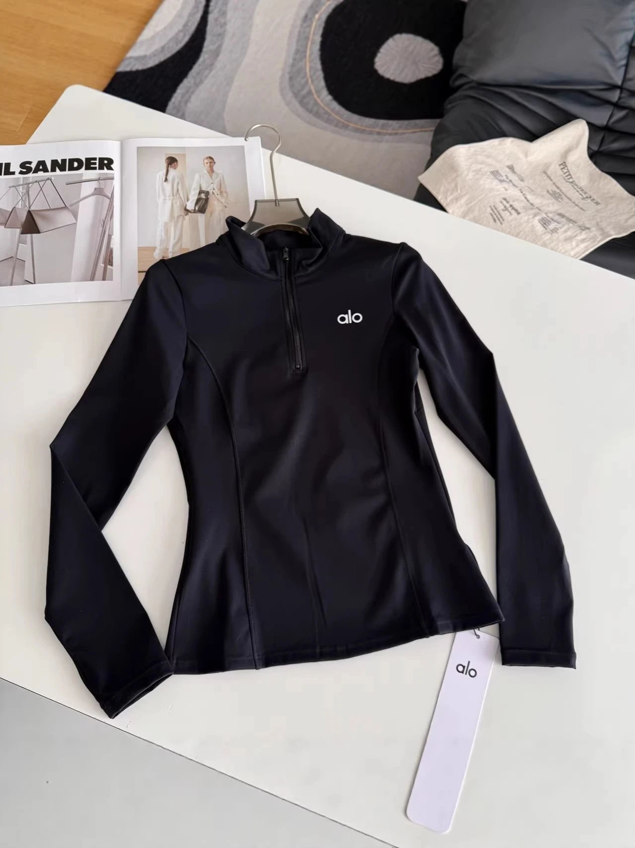 Alo Half-Zip Performance Top Mocha Activewear - 6