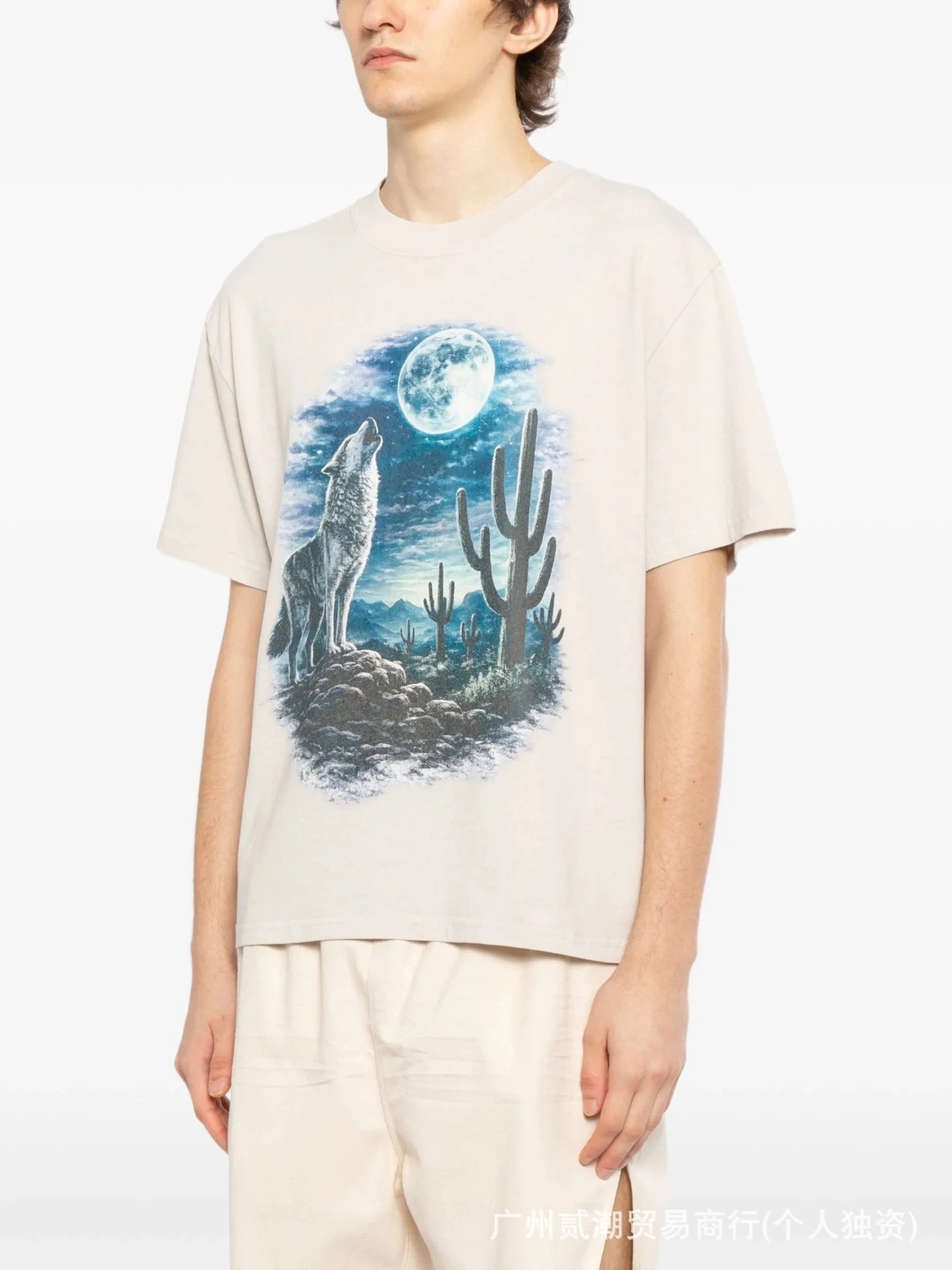Design Melt Claw Flame Graphic T-Shirt Beige T-Shirts - 4