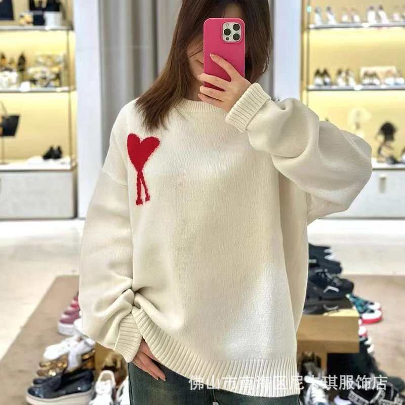 Design Heart Motif Knit Sweater Pink - 20