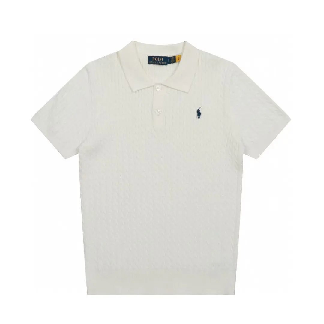 Polo Ralph Lauren Cable Knit Polo Navy Polo Shirt - 4