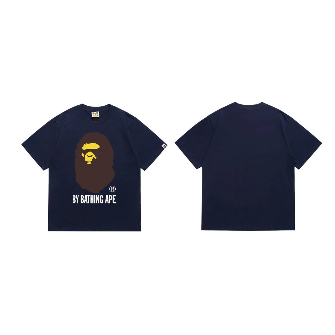 A BATHING APE T-Shirts Head Graphic Short-Sleeve T-Shirt — 040 Sapphire Blue