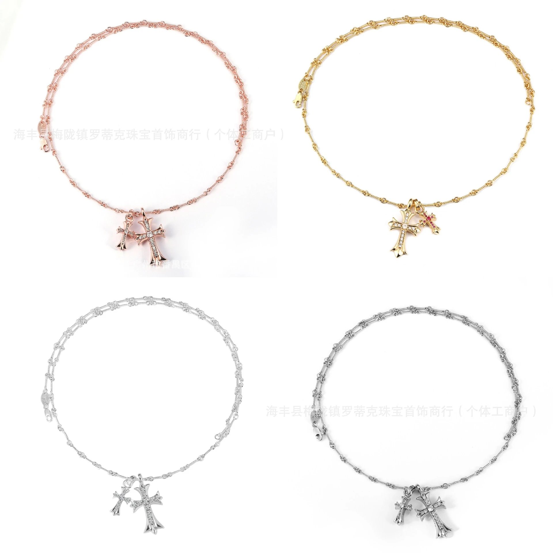 Design Gold-Tone Dog Tag Cross Pendant Necklace Jewelry - 12