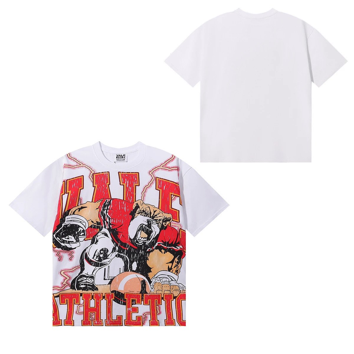 Design Vale Bone Athletic Graphic Print White T-Shirt T-Shirts - 30