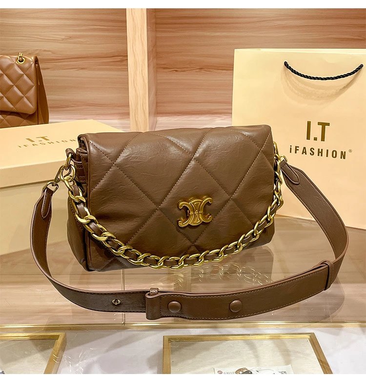 Design iFashion Quilted Chain Strap Shoulder Bag Brown Shoulder Bags - 18