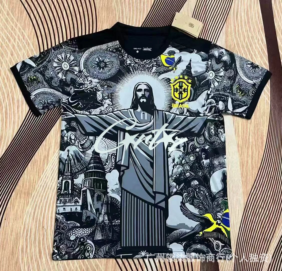 CBF Brazil National Team 2023 Away Jersey Blue Leopard Print Jersey - 9
