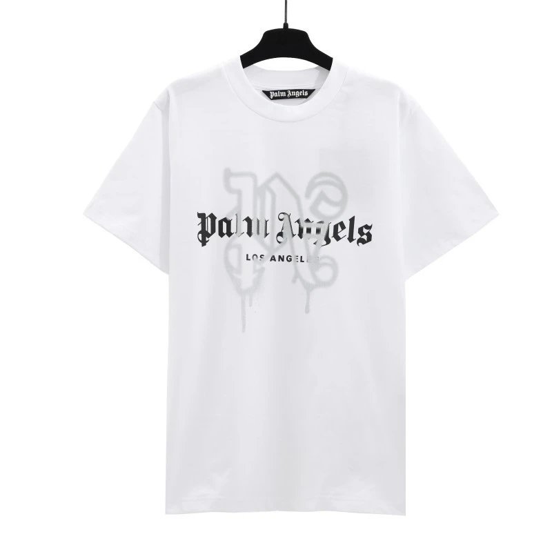 Palm Angels Logo Embroidered White T-Shirt - 56