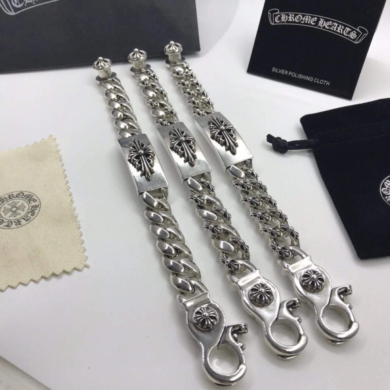 Chrome Hearts Floral Link Bracelet Silver Jewelry - 6
