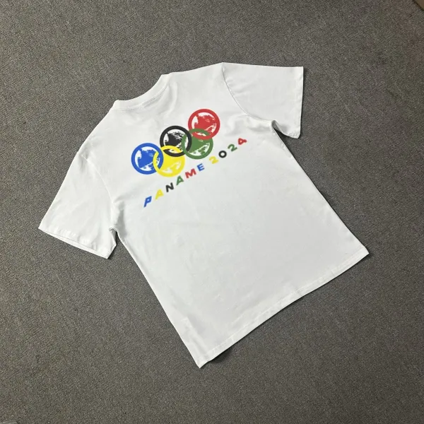 Design PANAME 2024 Olympic Rings Graphic T-Shirt White - 1