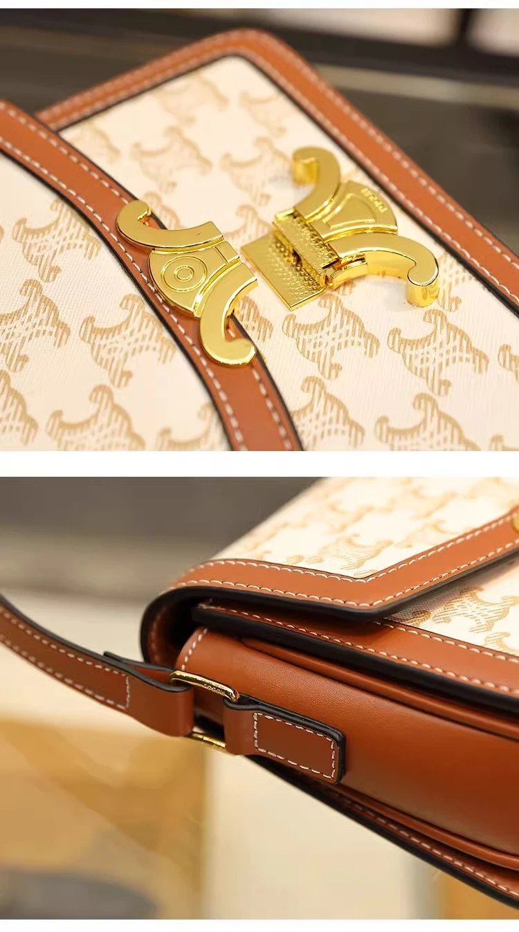 Celine Triomphe Medium Brown Monogram Crossbody Bag - 11