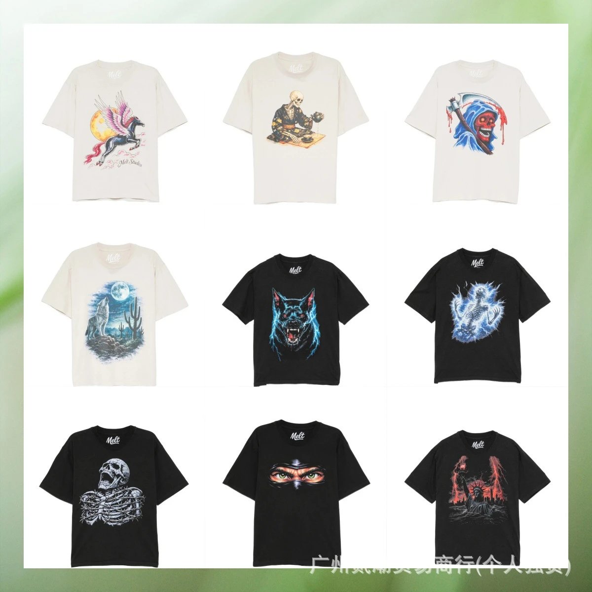 Design Melt Claw Flame Graphic T-Shirt Beige T-Shirts - 2
