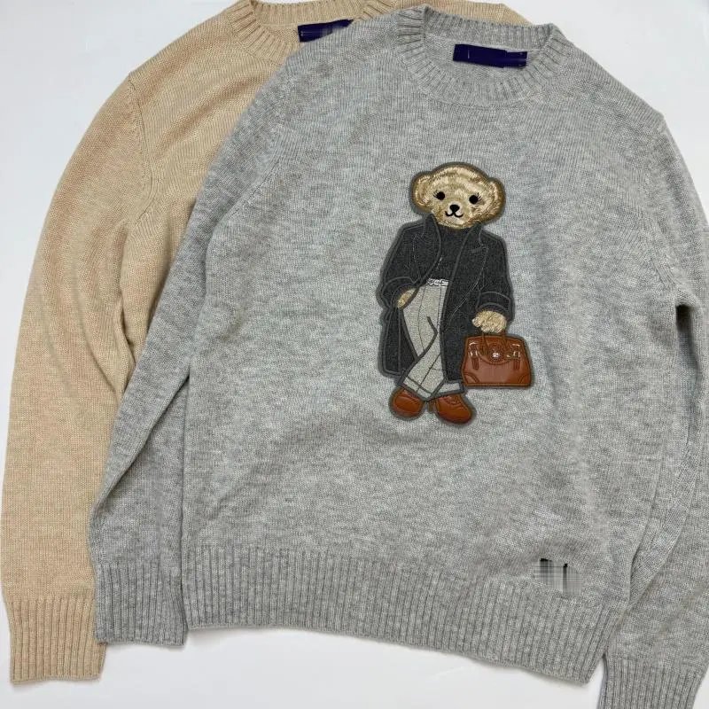 Polo Ralph Lauren Bear Embroidered Gray Sweater - 8