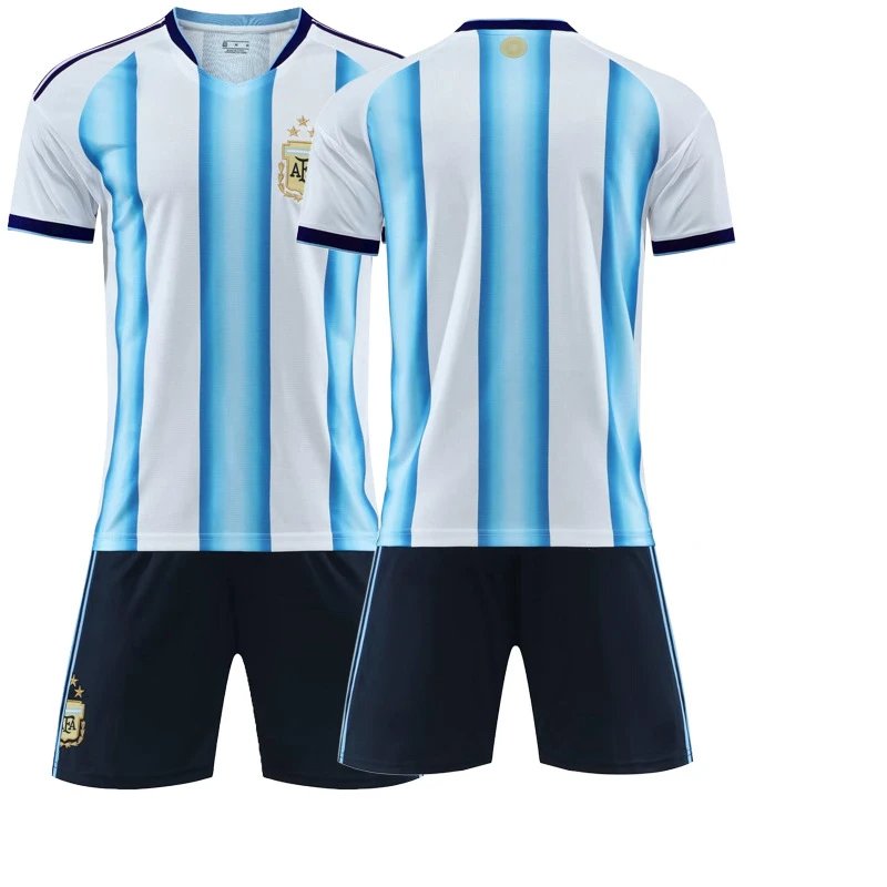 Design Argentina National Team Lionel Messi #10 Home Kit Blue and White Striped Jersey Set Jersey - 9