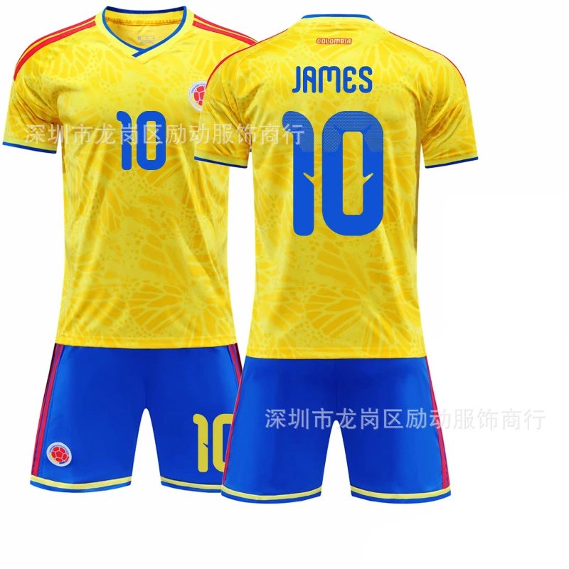 Design Colombia National Team Inspired Soccer Jersey Set Yellow Blue Jersey - 7