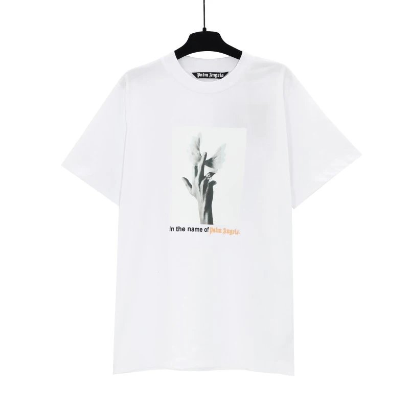Palm Angels Logo Embroidered White T-Shirt - 34
