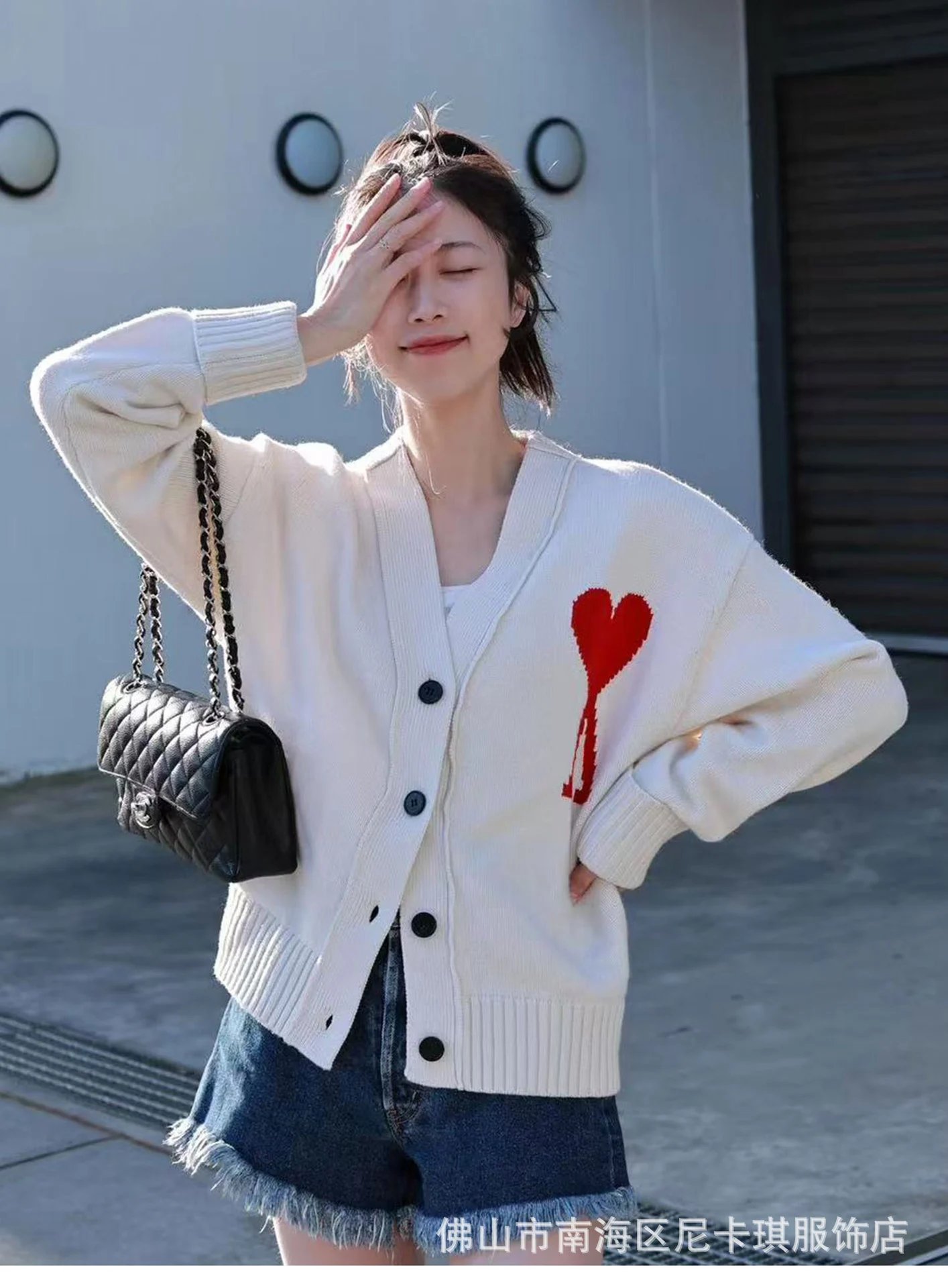 Design V-Neck Knit Cardigan Lavender Cardigan - 14