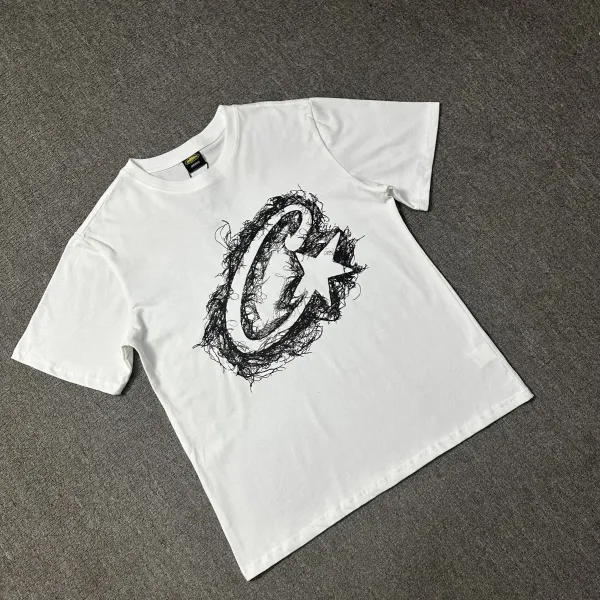 Design C-Logo Scribble Print White T-Shirt - 1