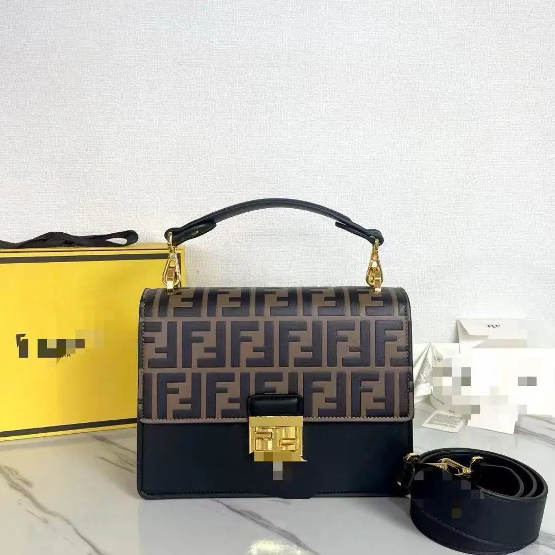 Fendi Kan I Logo FF Monogram Red and Brown Leather Handbag - 3