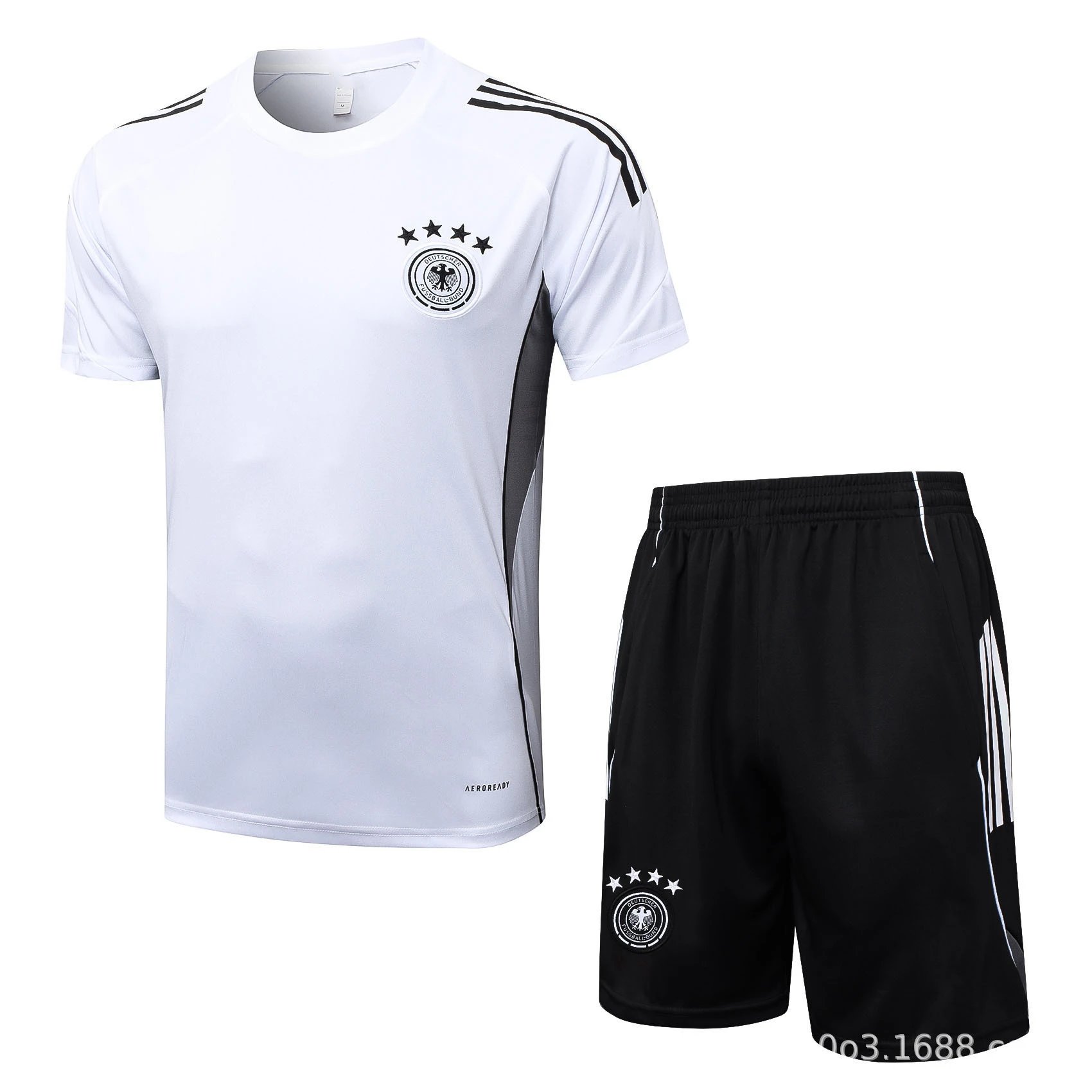 Adidas Germany National Team Training Kit White / Black Jersey and Shorts Sets - 1