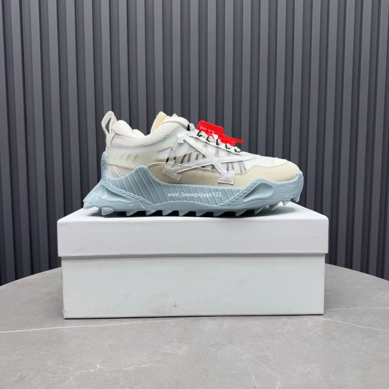 Off-White Industrial Runner Light Blue Beige Sneakers Chunky Sneakers