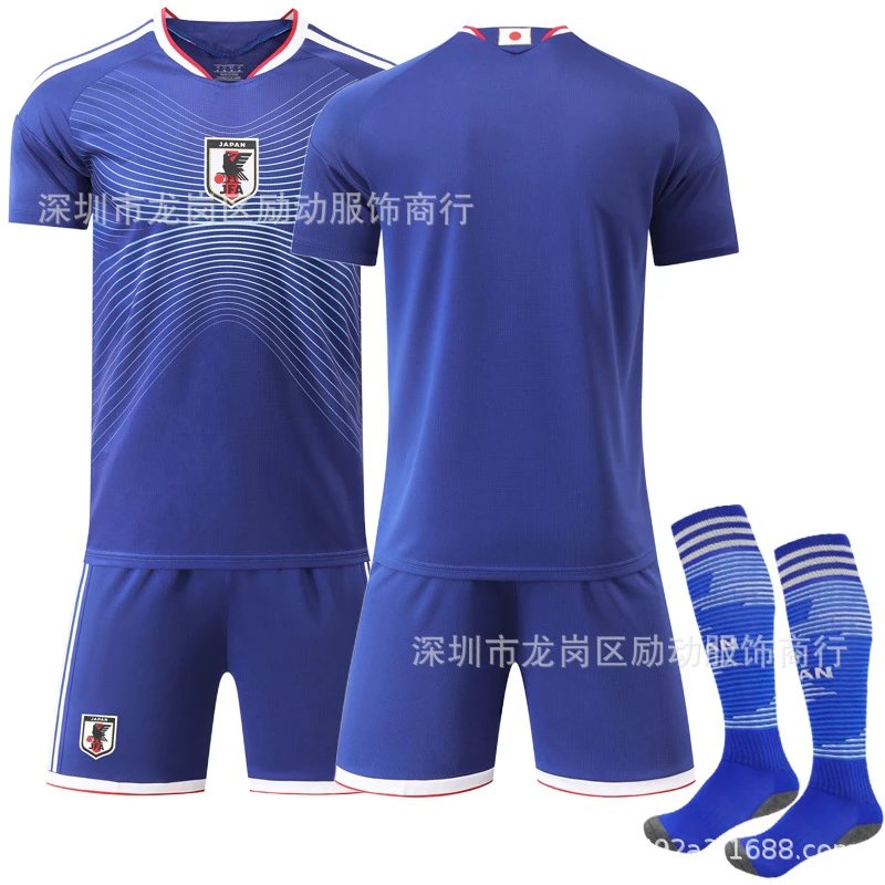 Japan Football Association National Team Home Kit Blue Jersey Shorts Socks Set - 1