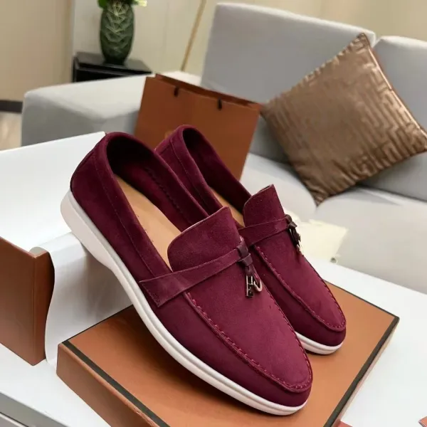 Hogan H222 Loafers Burgundy Suede Casual Shoes - 1