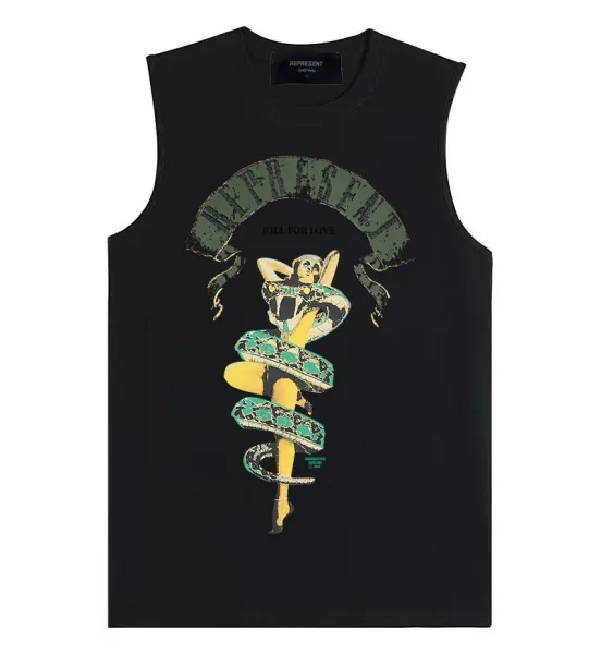 Represent Kill For Love Snake Print Sleeveless Top Black Vest Top - 1