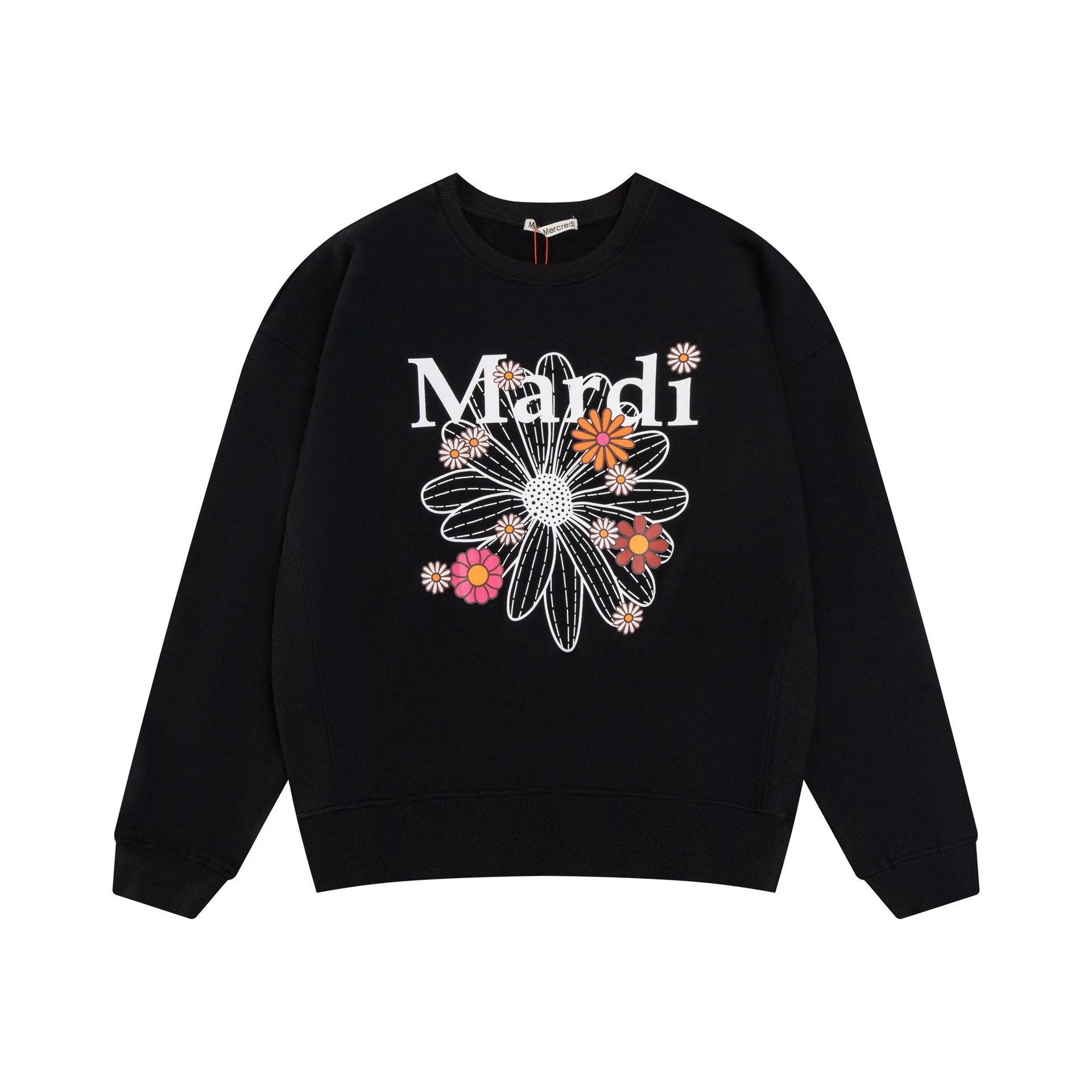 Mardi Mercredi Floral Print Crewneck Sweatshirt Gray Hoodie - 3