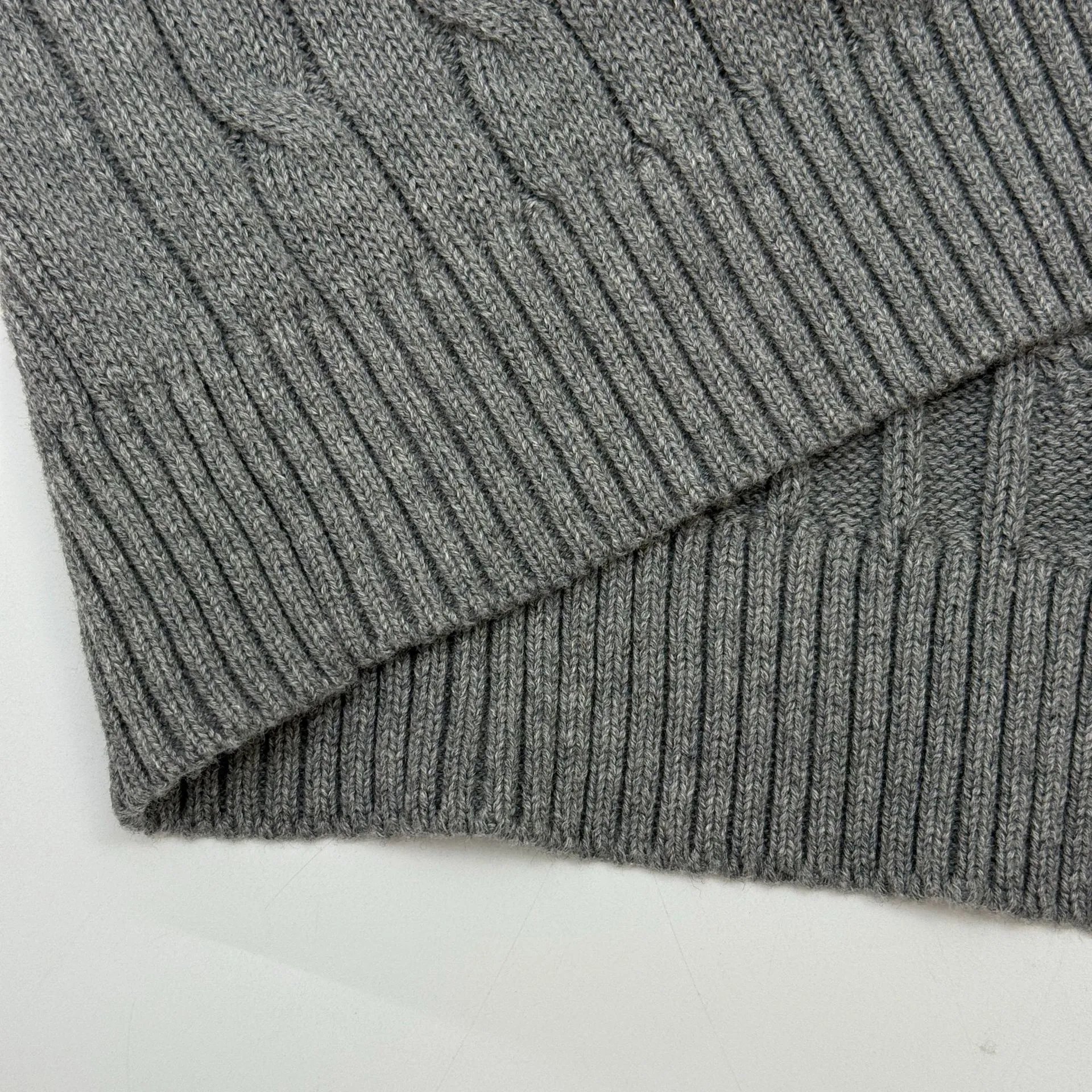 Design Cable Knit Short-Sleeve Sweater Beige Sweater - 19