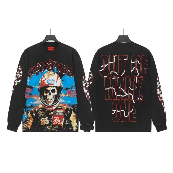 Godspeed Out of Many, One Graphic Long-Sleeve T-Shirt Black - 1