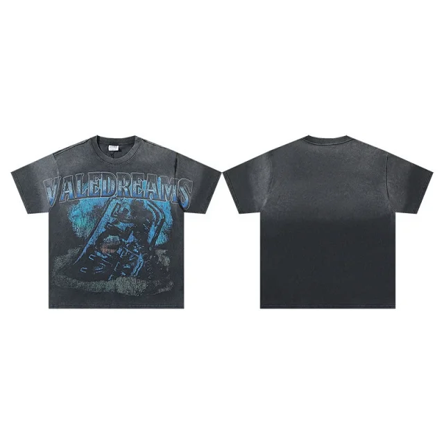 Unbranded T-Shirts Washed graphic-print short-sleeve T-shirt product detail image 25