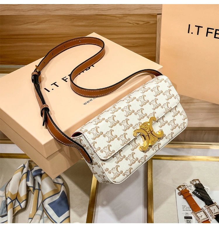 Design I.T Studio NK White Saddle Bag with Gold Hardware Crossbody Bags - 19
