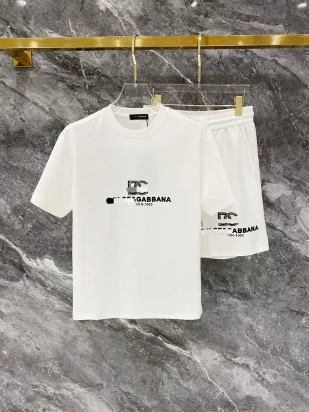 Dolce & Gabbana Logo Print White T-Shirt and Shorts Set - 1