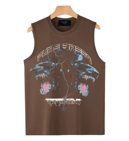 Represent Pure Breed Brown Graphic Vest-Top - 1