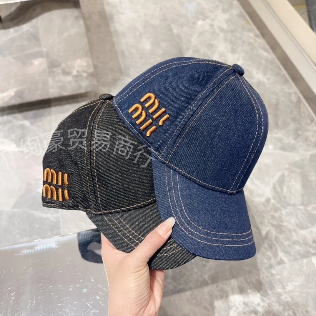 Miu Miu Denim Baseball Cap Black Hats - 3
