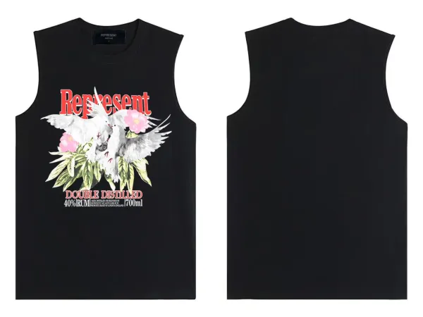 Represent Dove Floral Print Black Vest-Top - 1