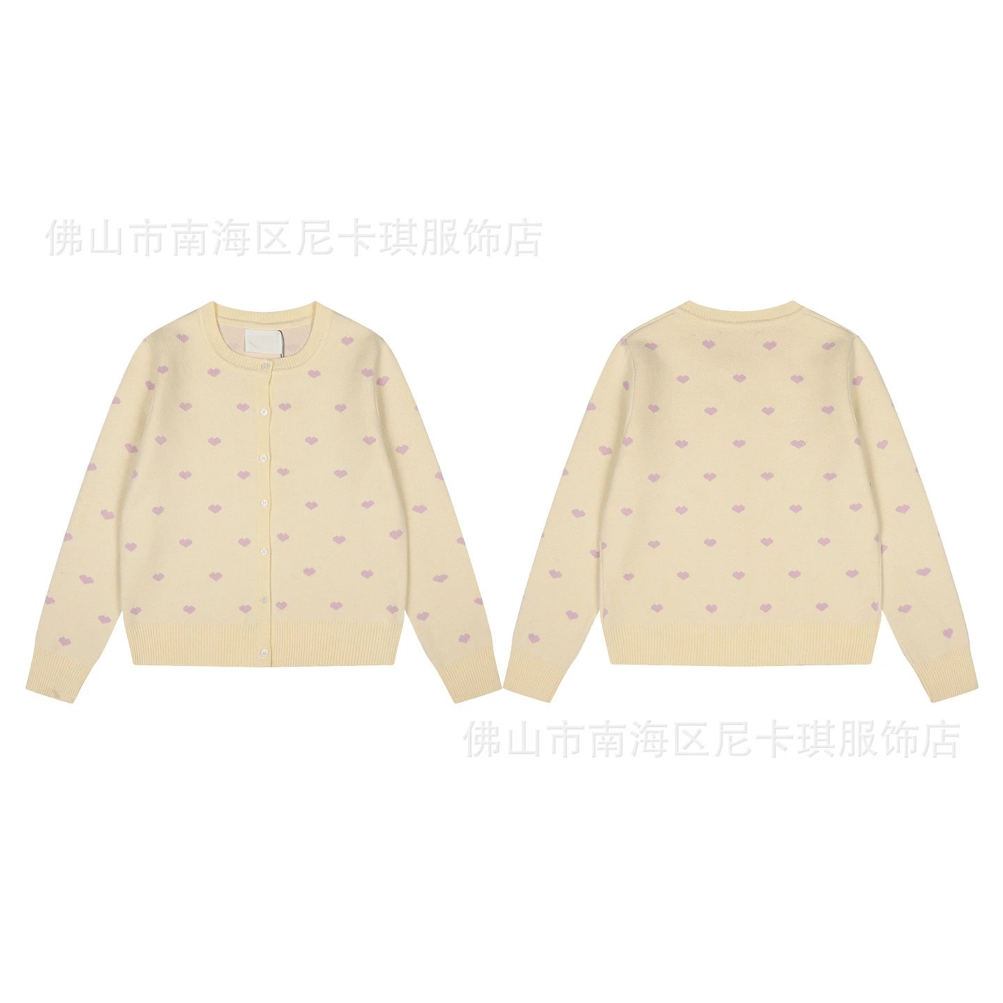 Design Heart Print Knit Cardigan Pink Outerwear.cardigan - 17
