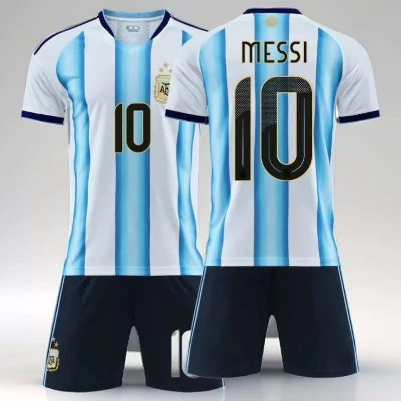 Design Argentina National Team Home Jersey White Light Blue Stripes Messi Edition Jersey - 7