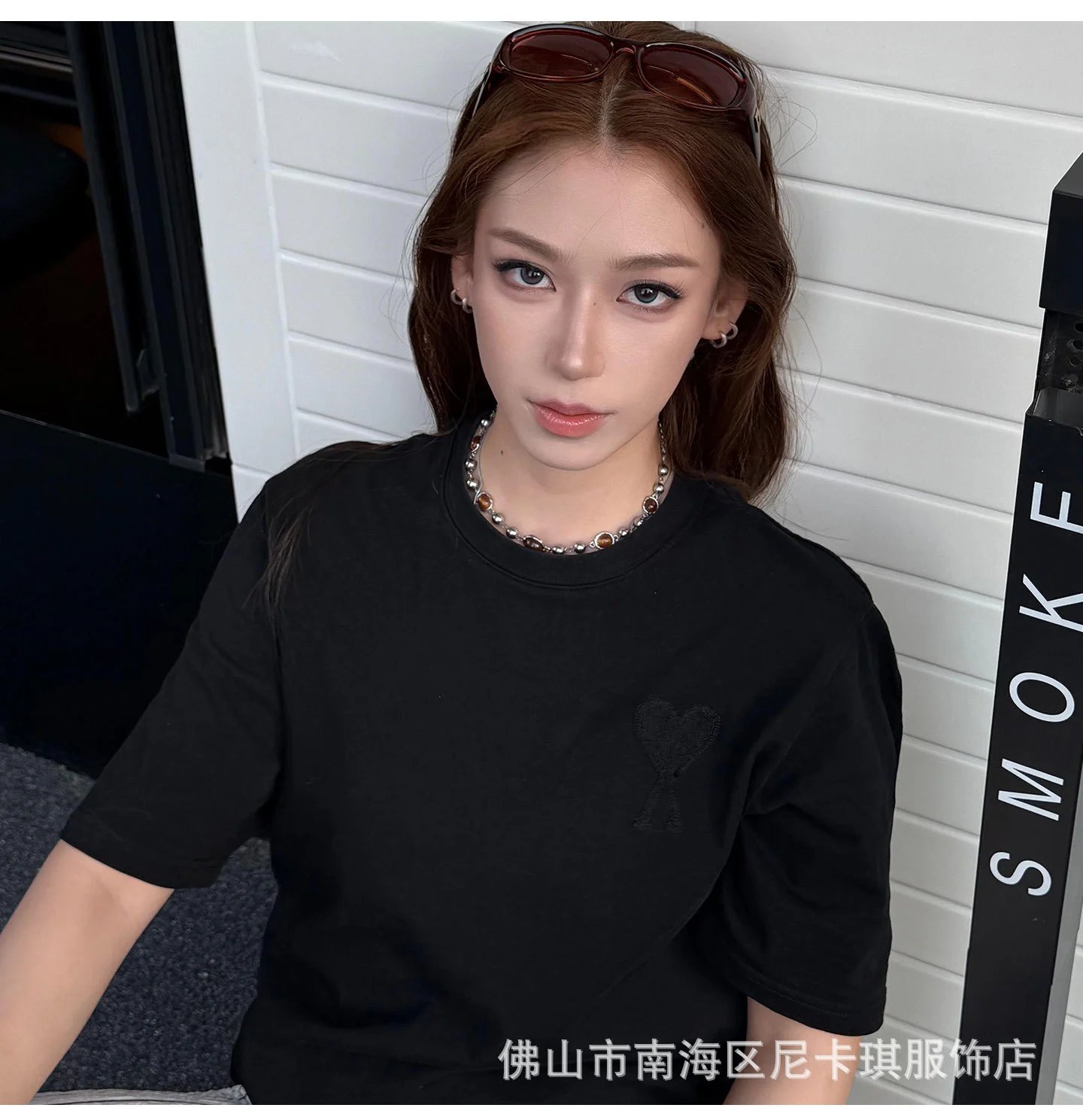 AMI Paris Heart Key T-Shirt Navy - 9