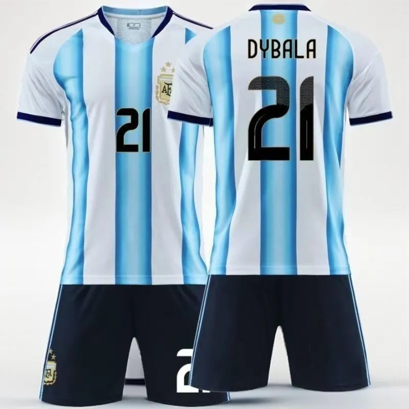 Design Argentina National Team Home Jersey White Light Blue Stripes Messi Edition Jersey - 9
