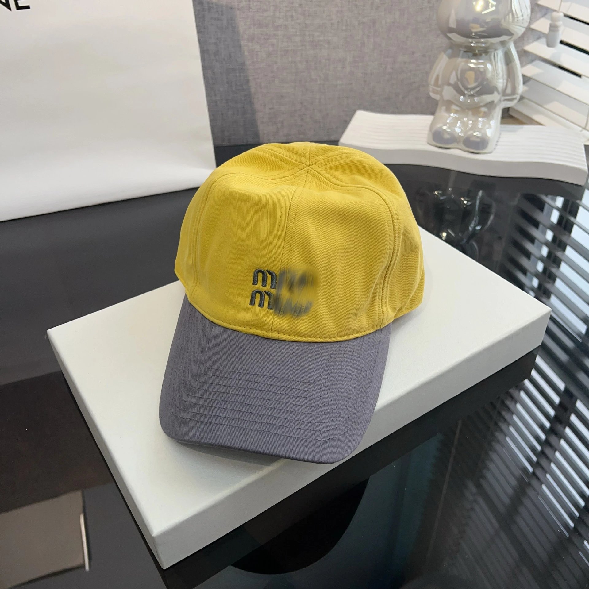 Celine Logo Patch Baseball Cap Navy and Beige - 3