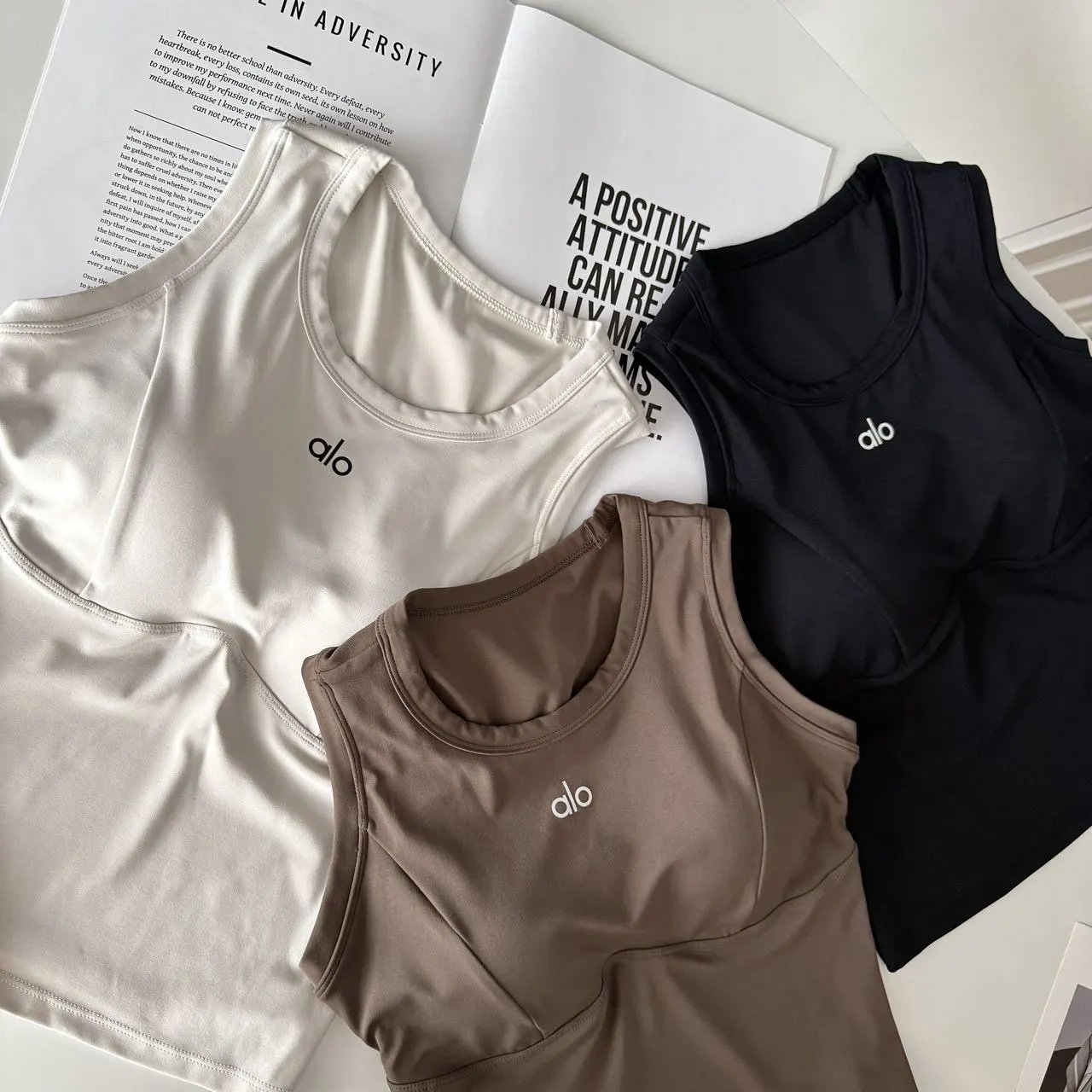 Alo Yoga Essential Seamless Tank Top Brown Activewear Vest Top - 3