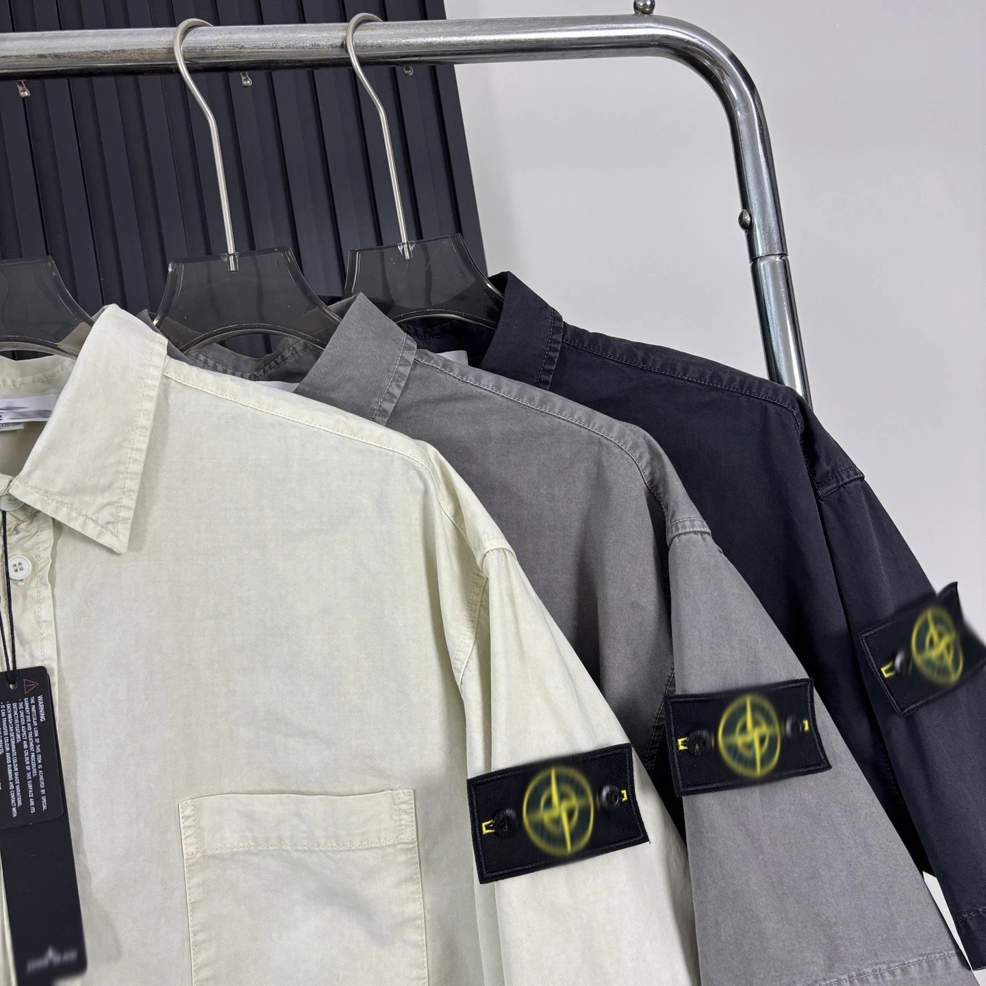 Stone Island Short-Sleeve Oversized Shirt Gray Tops Shirt - 5