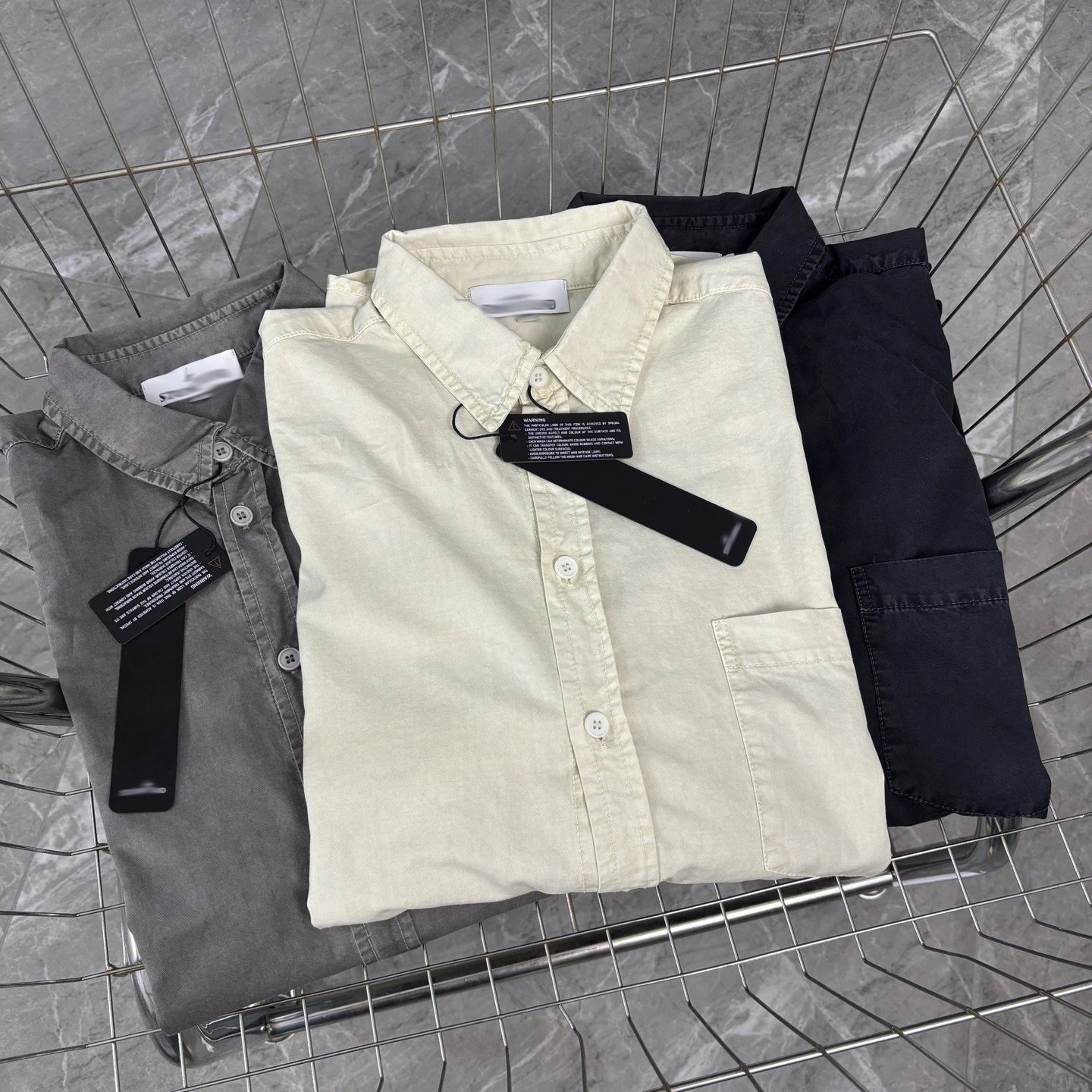 Stone Island Short-Sleeve Oversized Shirt Gray Tops Shirt - 6