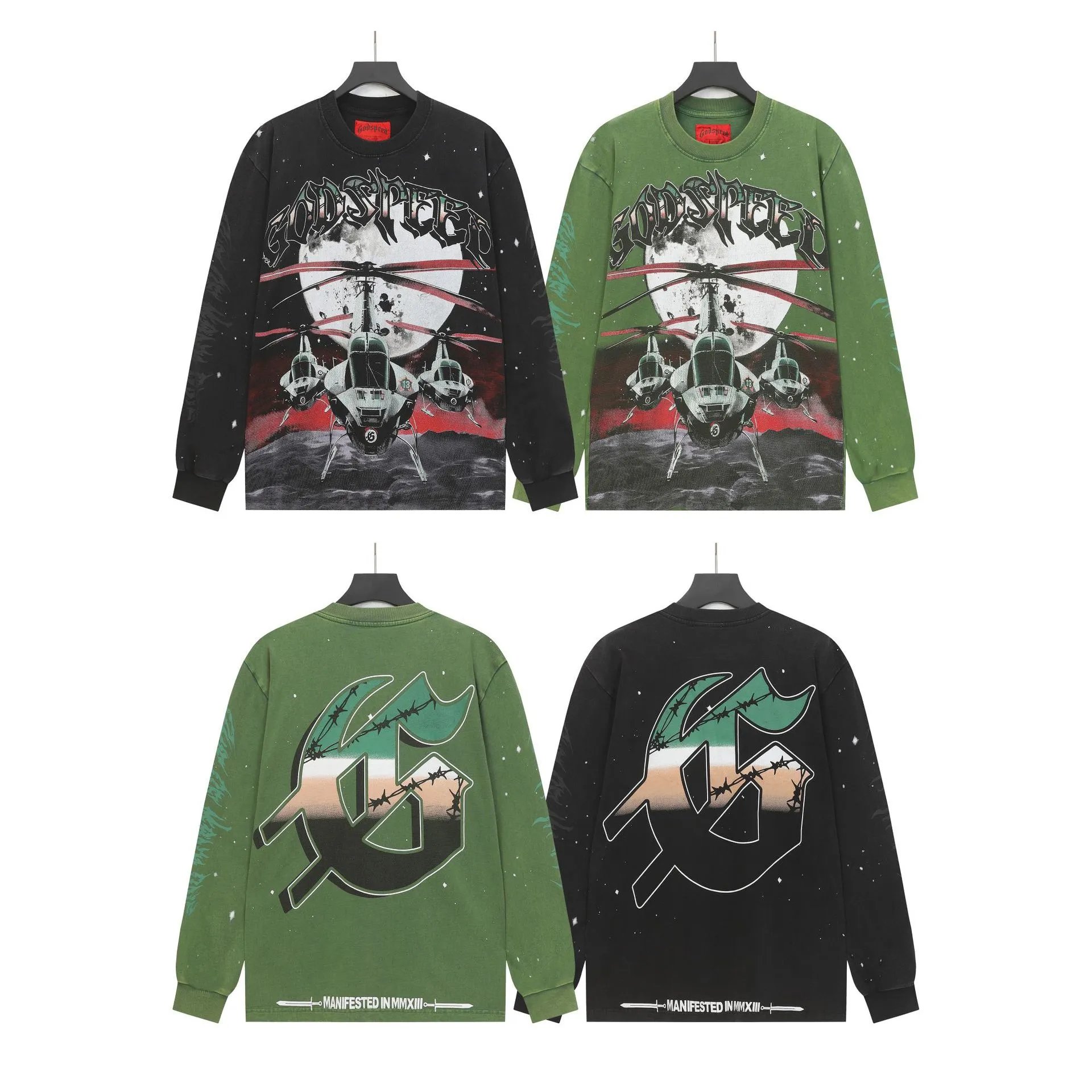 Godspeed Poker Skull Long Sleeve Tee Beige Multicolor T-Shirts - 14