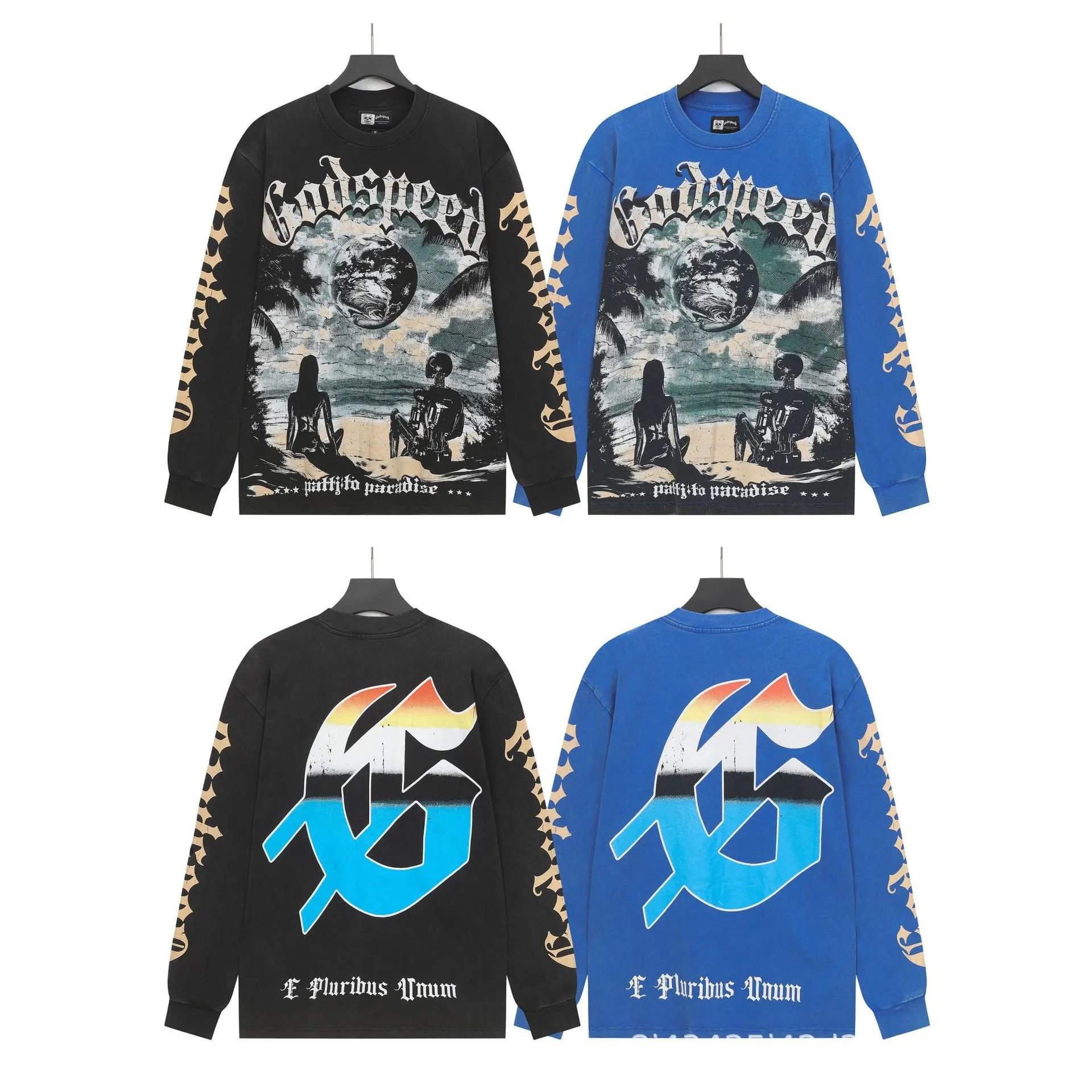 Godspeed Poker Skull Long Sleeve Tee Beige Multicolor T-Shirts - 15