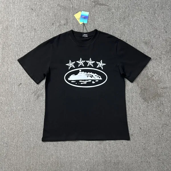 Design Four Stars Island Logo Black T-Shirt - 1