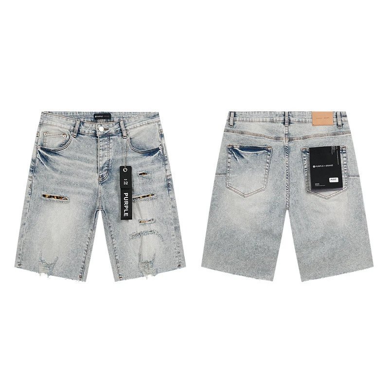 Amiri Logo-Print Distressed Denim Shorts Blue - 8